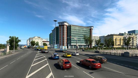 A major intersection in Vienna in Euro Truck Simulator 2