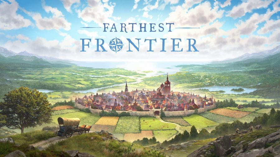 An idyllic medieval town in a key art image for Farthest Frontier