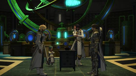 FFXIV players gather around a relic to figure out what it means