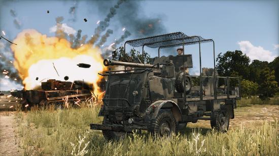 A soldier mans an AAA gun in Steel Division 2's new Liberation of Italy DLC.