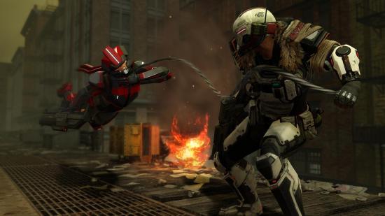 An XCOM soldier yanks an Advent trooper with a harpoon cable in War of the Chosen.