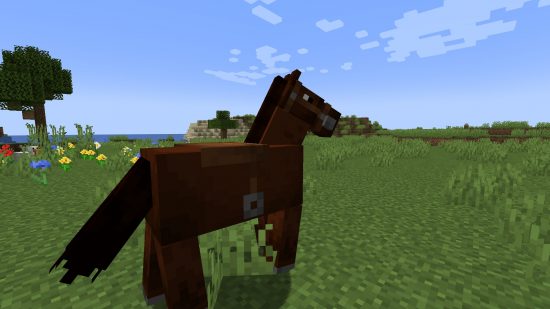 Minecraft-zadel - een paard met een uitgerust zadel.