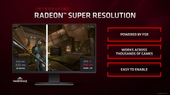 AMD Radeon Super Resolution: an infographic containing performance metrics using RSR