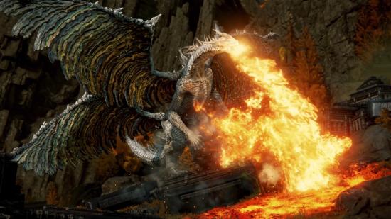 Elden Ring Ubicaciones del dragón: un dragón que respira fuego en el anillo de elden