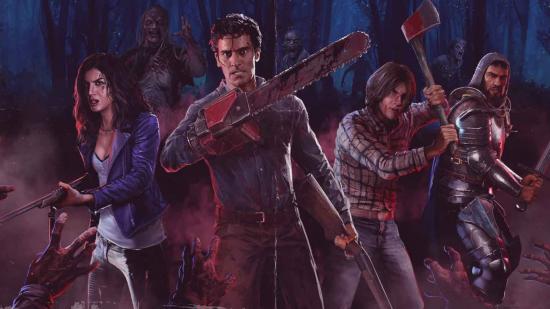 Evil Dead The Game's playable heroic characters, drawn in a pulp comic style