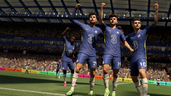 FIFA 23 EA Sports Football Club: A group of football players pose in victory