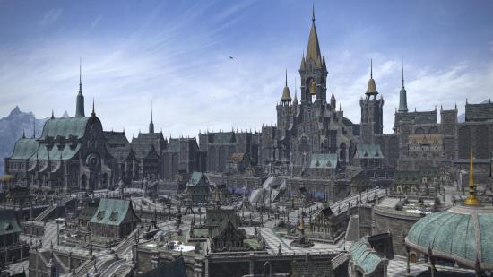 A player housing area in FFXIV