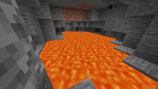Minecraft lava trap: an underground lava lake
