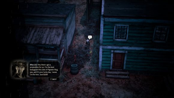 Weird West review: talking to the townsfolk in a secret alley