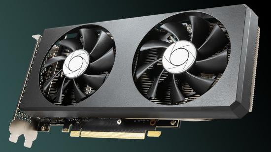 RTX 4060: Nvidia RTX graphics card with fans facing front on green backdrop