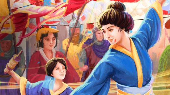 Age of Empires season 1 release date: A women dances with her daughter in the street as onlookers watch on