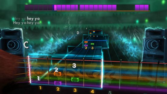 Rocksmith 2014 Remastered is one of the best rhythm games, and allows you to play guitar and sing to licenced music. The song of choice here is Outkast's Hey Ya.