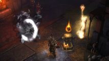 A warrior stands near a portal to the Echoing Nightmare in Diablo 3.