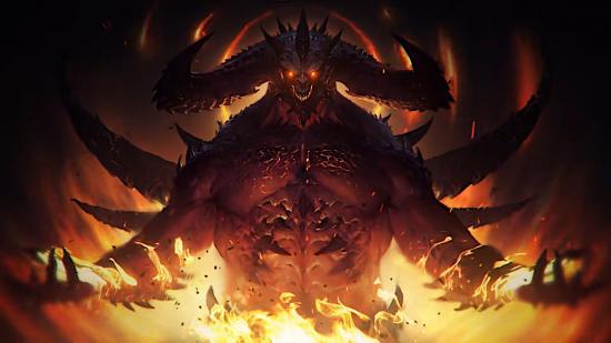 Diablo Immortal system requirements: Diablo stands menacingly amidst a sea of flames