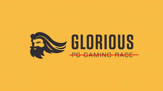 Glorious PC gaming race logo with red line and yellow backdrop
