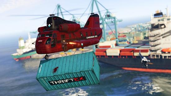 GTA Online weekly update: helicopter flies through the skies with a box of cargo