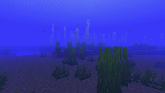 Minecraft Biomes-海の真ん中で成長している水中植物。