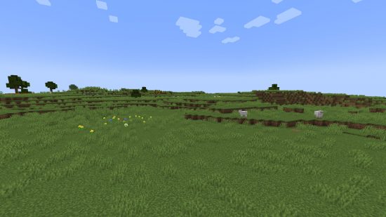 Minecraft Biomes-平野には角にいくつかの羊がいます。
