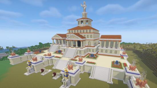 Civilization 6's Great Library wonder as a Minecraft build