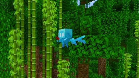 Minecraft's Allay mob floats through a green forest