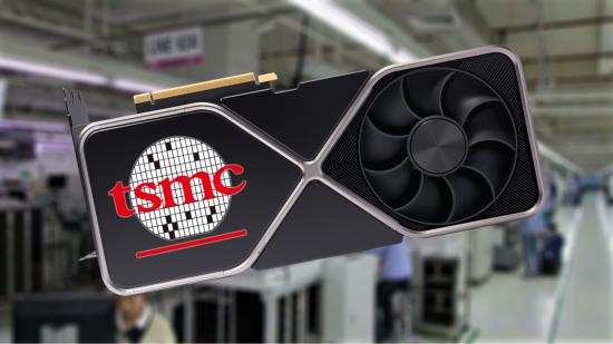 Nvidia GPU with TSMC logo with factor blurred in backdrop