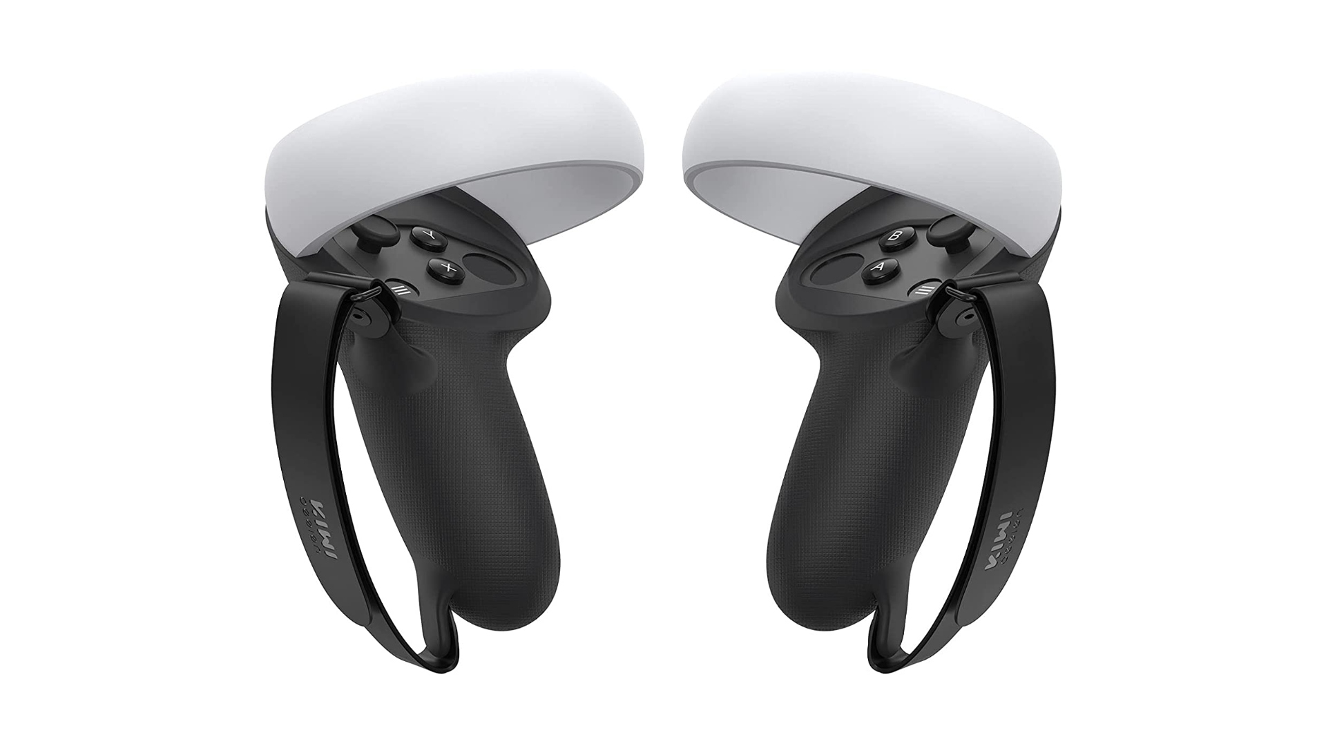 Oculus Quest 2 accessories: a Kiwi controller grip cover on an Oculus Quest 2 controller.