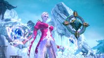 Tera shutting down; a blue woman stands in front of an icy mountain