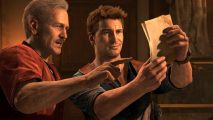Nate and Sulley look up the Uncharted Legacy of Thieves Collection release date on PC