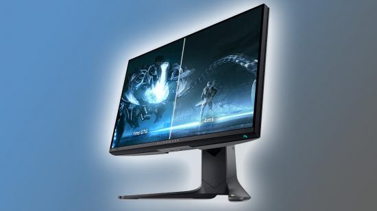 Alienware 360hz gaming monitor on blue backdrop