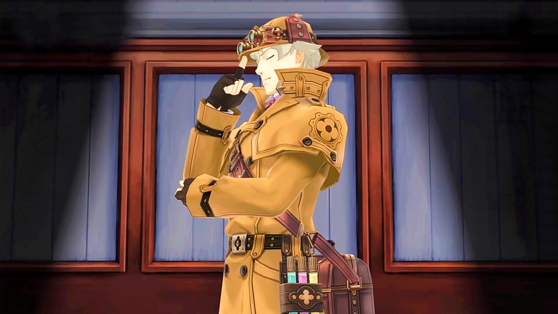 Beste Anime -Spiele: Der große Ass -Anwalt Chroniken. Das Bild zeigt die Figur Herlock Sholmes, eine Parodie von Sherlock Holmes