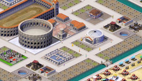 Best free MMOs - Romans: Age of Caesar. An image shows an isometric view of a Roman city.