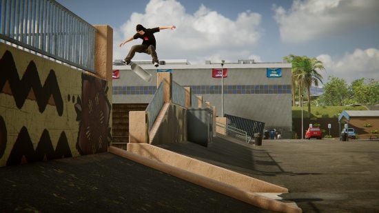 Best skateboard games: gapping from a large ramp in Skater XL