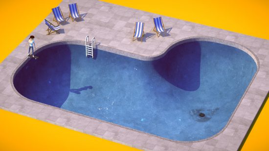 Best skateboard games: a skater gets ready to drop into an empty pool