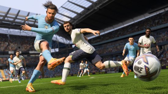 Best sports games: Jack Grealish hitting a ball in FIFA 23