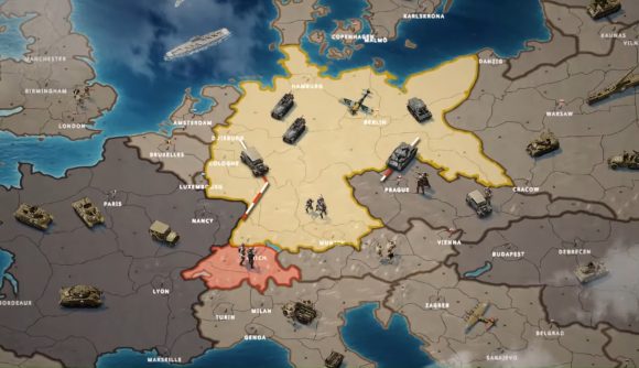 Best WW2 games: Call of War: World War II. Image shows a world map with various military units moving across it.