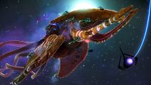 No Man's Sky Leviathan expedition: a leviathan, a giant organic space whale frigate
