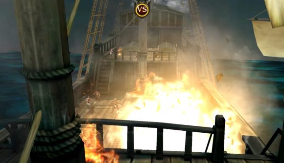 Online games - Pirates of the Caribbean: Tides of War. A screenshot shows an explosion taking place on a ship at sea.