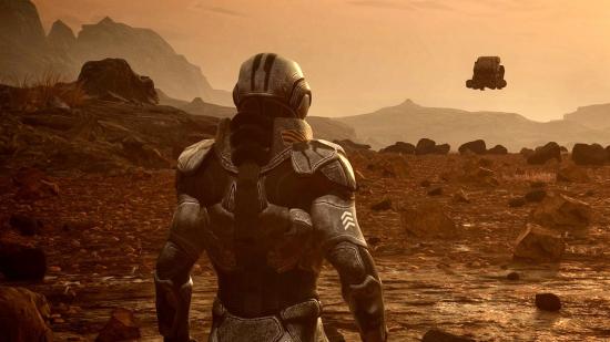 An astronaut looks over a barren planet in this Starfield demo made in Unreal Engine 5