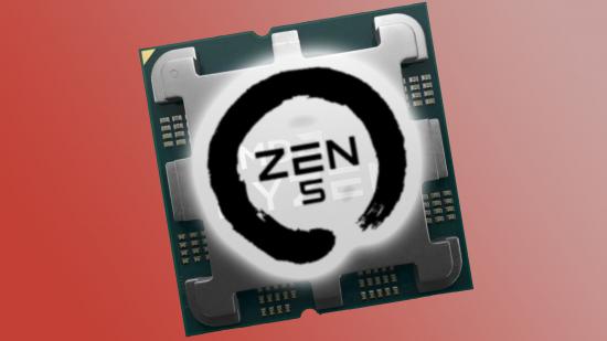 AMD Zen 5: Rzen CPU with glowing logo overlayed