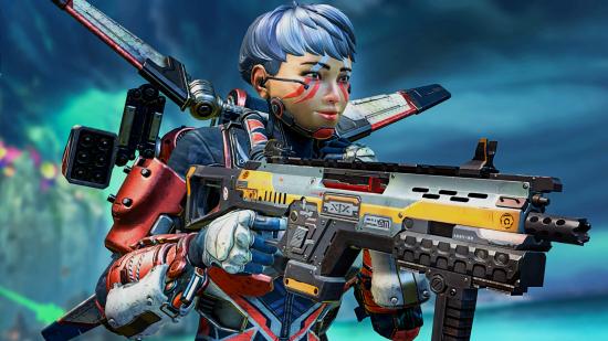 Apex Legends new guns 'should be fun' - Valkyrie holding a CAR SMG