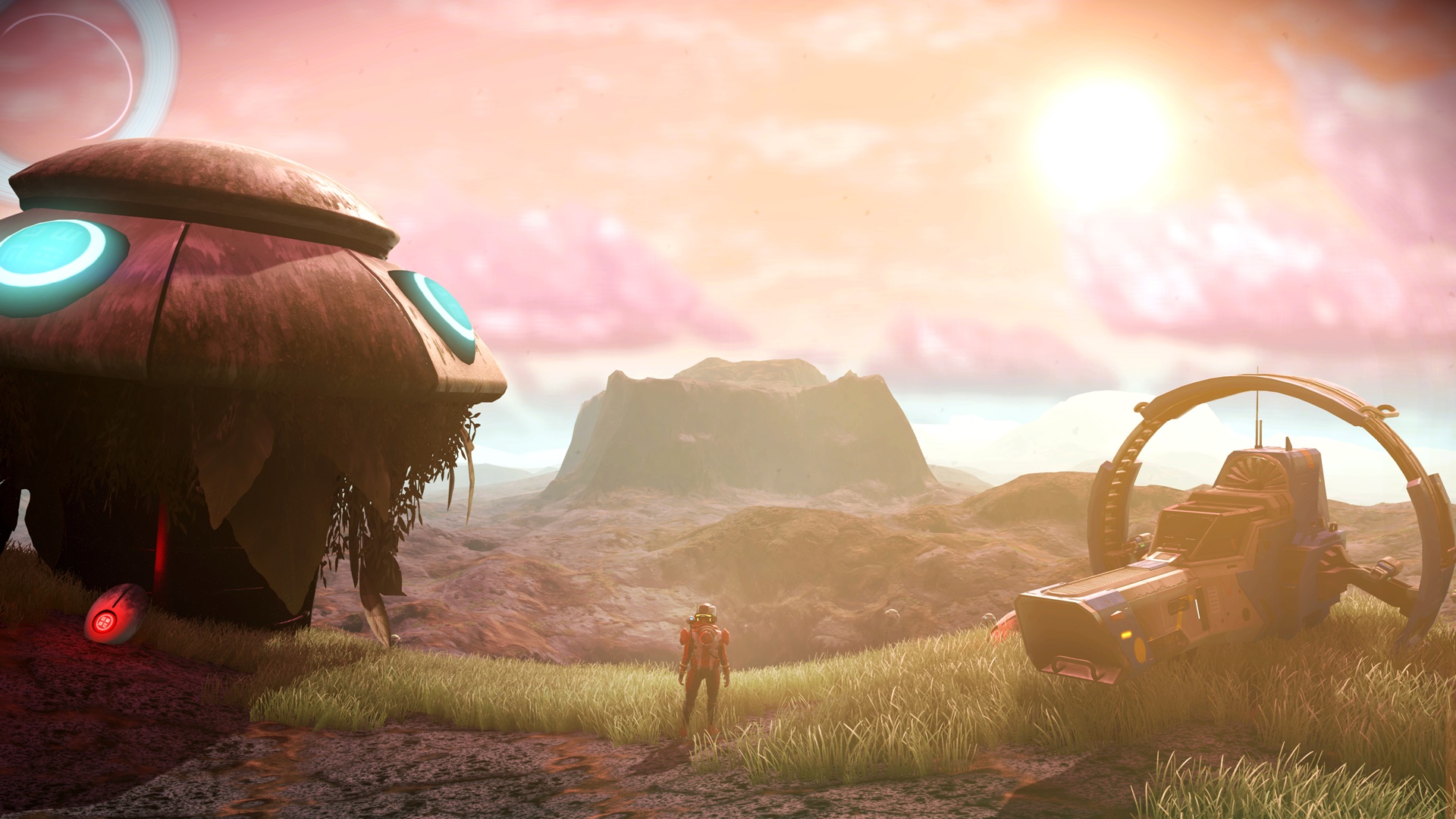 Best space games: No Man's Sky. Image shows a beautiful alien landscape.