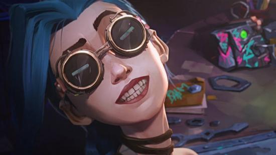 Jinx from Arcane wearing goggles
