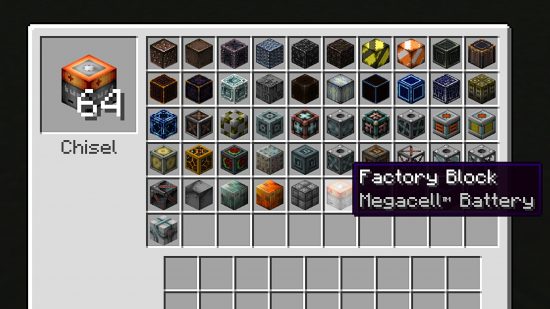 Best Minecraft mods - the Chisel UI allowing players to see the new battery.