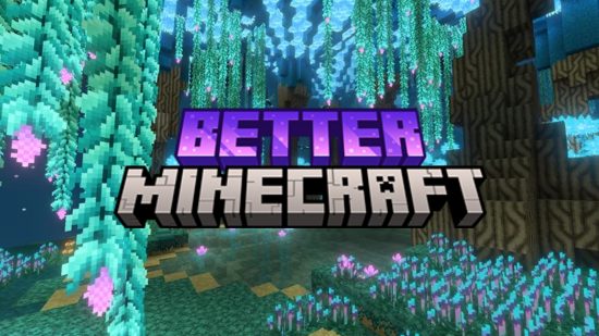 Minecraft Mod Better MC: логотип над новым неоновым биомом Нижнего мира