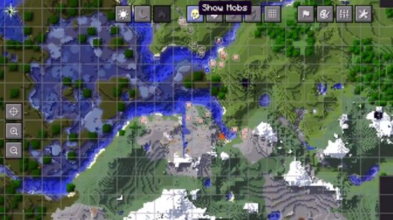 Best Minecraft mods - the Journeymap UI shows a top-down view of the map with all of the terrain types nearby.
