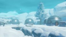 Raft Temperance Code: a snowy landscape featuring three dome-shaped buildings