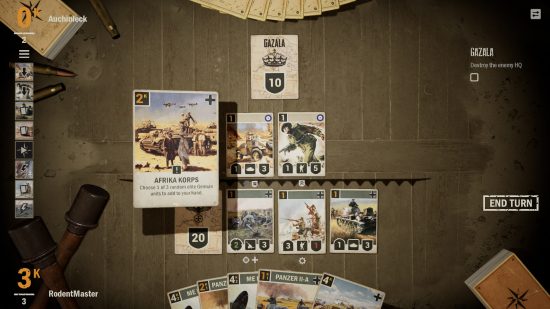 Best card games PC: playing a Korps card in Kards The WWII Card Game