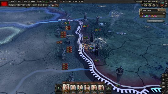 Best grand strategy games: Hearts of Iron IV. Image shows soldiers spaced out across a map.
