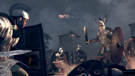 Best grand strategy games: Total War: Rome 2. Image shows two Roman soldiers fighting.