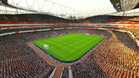 A fully packed Emirates stadium right before kick off in FIFA 22